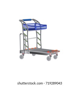 Shopping trolley. Shopping cart. Business Retail Equipment. Warehouse trolly wagon. Vector illustration.