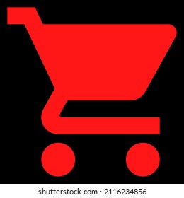 shopping trolley cart flat line icon vector isolated