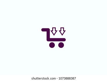 Shopping trolley, cart icon, On line sale icon