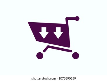 Shopping trolley, cart icon, On line sale icon