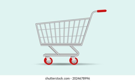 Shopping trolley cart illustration. Basket of vegetables grocery purchases. Shopping cart of food like fruits, vegetable, carrot, in realistic style vector illustration.
