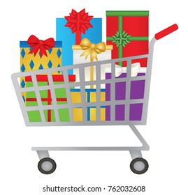 Shopping trolley with Christmas gifts