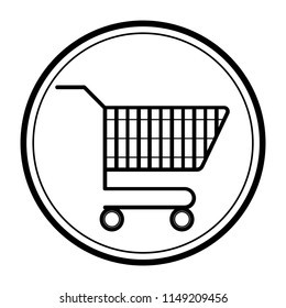 Shopping trolley in circle icon, vector.