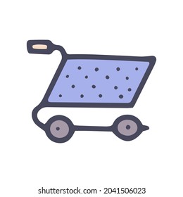 shopping trolley color vector doodle simple icon