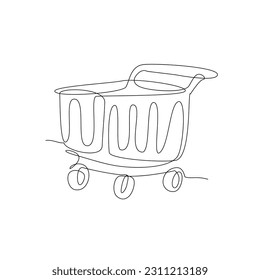 dibujo continuo de una sola línea de la trocha de compras
