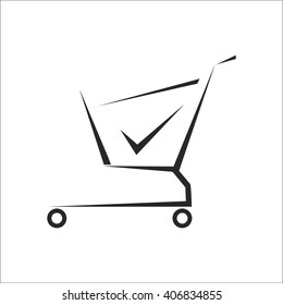 Shopping trolley creative sign simple icon on background