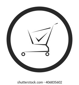 Shopping trolley creative sign simple icon on background