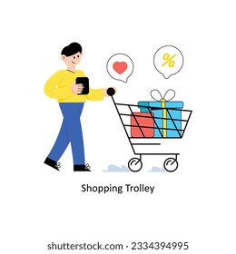 Shopping Trolley Flat Style Design Vector illustration. Stock illustration