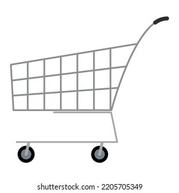 Shopping trolley, flat vector, isolate on white, an essential attribute of a shopper