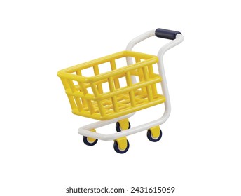 shopping trolley icon 3d rendering vector illustration