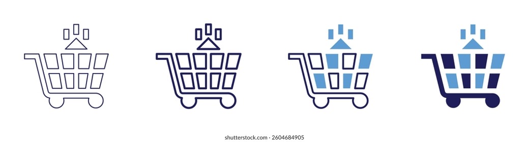 Shopping trolley icon in 4 different styles. Thin Line, Line, Bold Line, Duotone. Duotone style. Editable stroke.