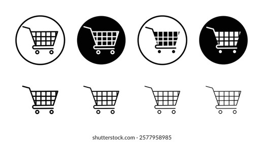 Shopping trolley icon black and white vector sign