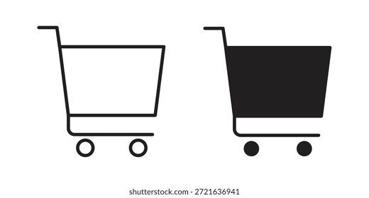 Ícone do carrinho de compras em linha cheia, fina, estilo de traçado para site e aplicativos