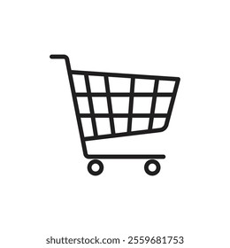 Shopping trolley icon Flat art in black and white isolated