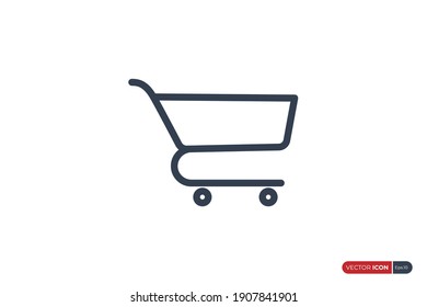 Shopping Trolley Icon Line isolated on White Background. Flat Vector Illustration Usable for Web and Mobile Apps. Shopping Cart Vector Icon Design Template Element.