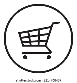 icono del tranvía de la compra, vector de línea del tranvía de la compra