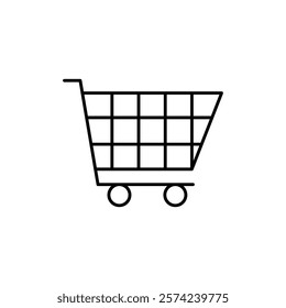 Shopping trolley icon linear logo isolated