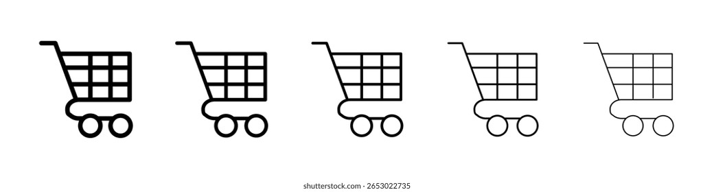 Shopping trolley icon or logo illustration outline black style