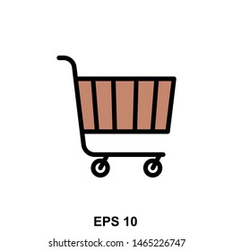 shopping trolley icon on isolated background