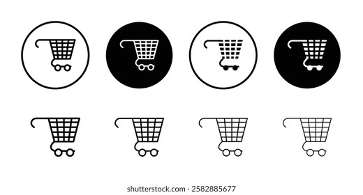 Shopping trolley icon Outline thin set pack series