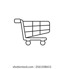 Shopping trolley icon Outline vector line symbol