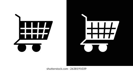 Shopping trolley icon in solid flat trendy design style.