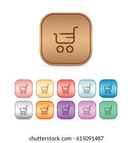 Shopping trolley Icon - Vector Button Icon Set in Various Color