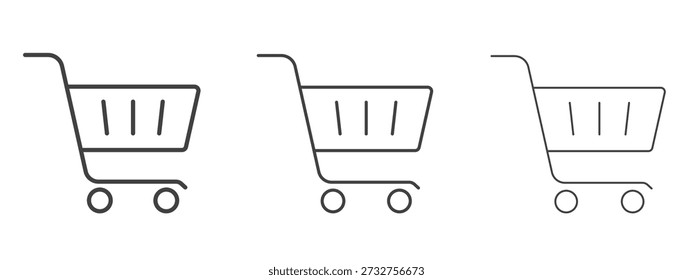 Carro de la compra icono Vector Gráficos. Iconos de líneas delgadas negras