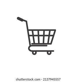 shopping trolley icon vector illustration, trolley flat design