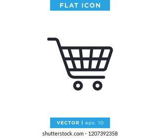 Shopping Trolley Icon Vector Logo Design Template.