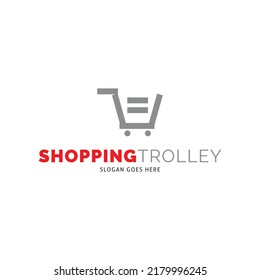 Shopping Trolley Icon Vector Logo Template Illustration Design