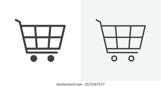 Shopping trolley icons. flat and line style set