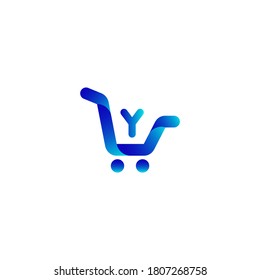 Shopping trolley, letter y logo. Online shop sign, Fashion Store icon, Marketing and E-commerce , Social Networking and Communication Digital concept for your Business.