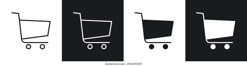 Shopping trolley linear icon set for app, and web design.