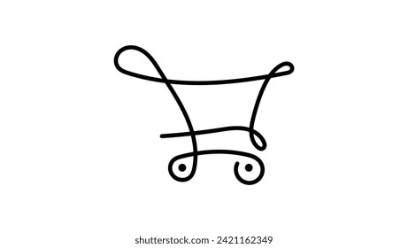 Shopping Trolley logo, black isolated silhouette