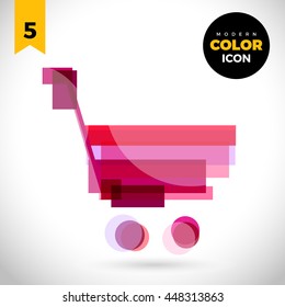 shopping trolley Modern Color Icon for web, app. New concept design cart symbol. Logo sign isolated on white. Vector illustration in creative style.