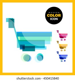 Shopping trolley Modern Color Icon for web, app. New concept design cart symbol. Logo sign isolated on white. Vector illustration in creative style.