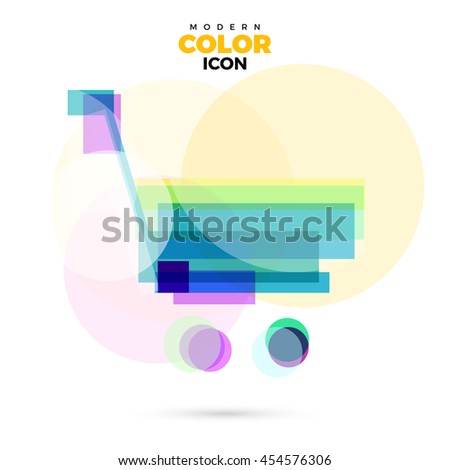 Shopping trolley Modern varicolored lucent Icon for web, app. New concept geometric design, rainbow color symbol. Logo technology sign isolated on white. Vector illustration in creative style.