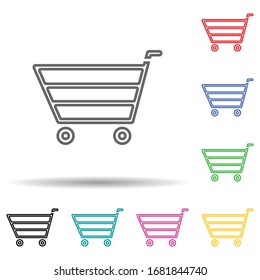 Shopping trolley multi color set icon. Simple thin line, outline vector of navigation icons for ui and ux, website or mobile application