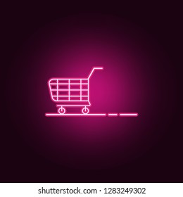 shopping trolley outline icon. Elements of Mall Shopping center in neon style icons. Simple icon for websites, web design, mobile app, info graphics
