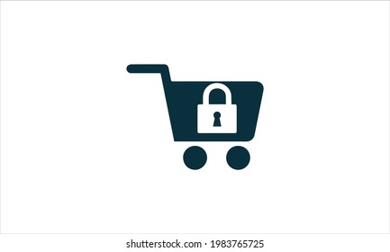 shopping Trolley with padlock symbol icon Logo design vector illustration