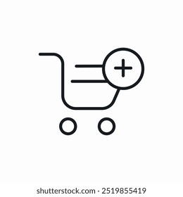 shopping trolley plus add icon sign vector