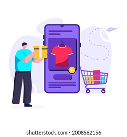 Shopping trolley with plus sign, add to cart concept vector 