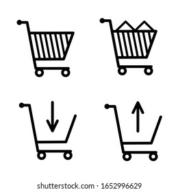 Vektorillustration zur Sammlung von Shopping-Trolley-Sets