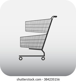 Shopping trolley simple icon on square background