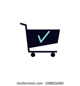shopping trolley and tick icon. Element of colored web icon for mobile concept and web apps. Detailed shopping trolley and tick icon can be used for web and mobile. Premium icon on white background