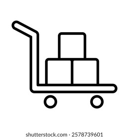 Shopping Trolley Vector Line Icon Design