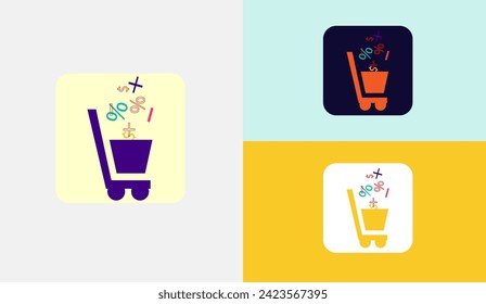 Shopping trolley vector for logo in trendy style