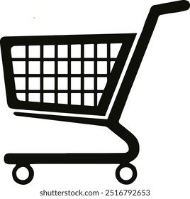 Shopping trolly silhouette vector icon illustration