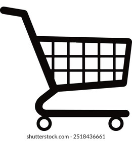 Shopping trolly silhouette vector icon illustration